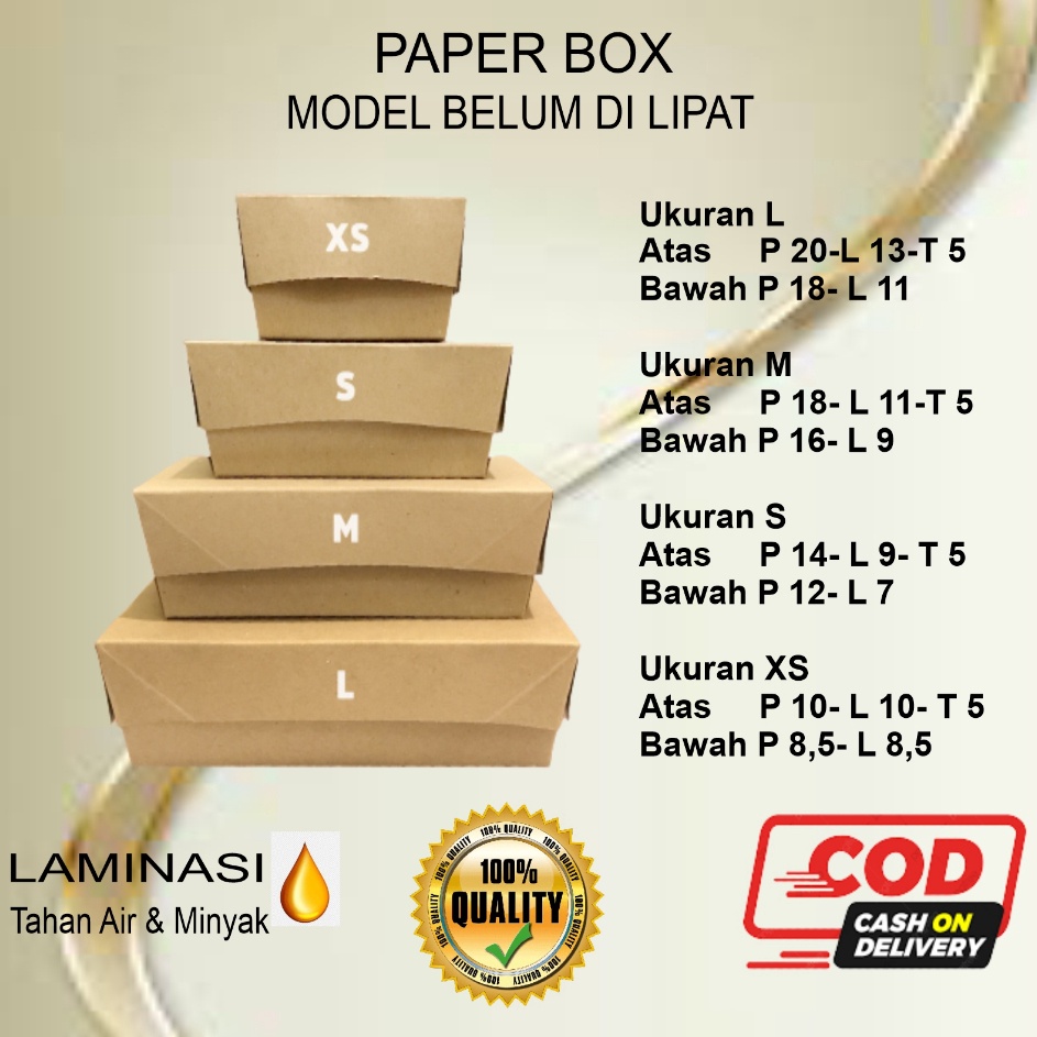 

Grosir Paper Lunch Box Lunch Box Paper Xs S M L Kotak Dus Kemasan Makanan Nasi Ayam Geprek Kraft Laminasi ISI 4 PCS