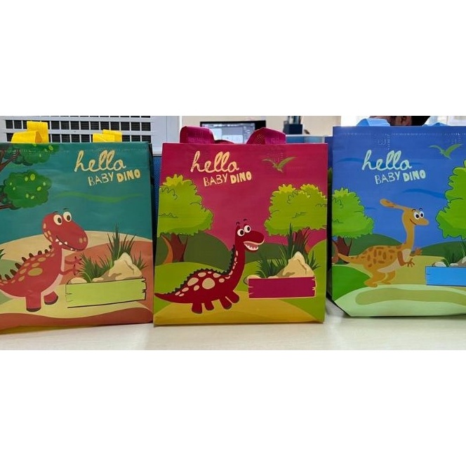 

KP8 LUSINAN Goodiebag ulang tahun baby dino 25x25x12 Goodiebag laminasi ulang tahun anak