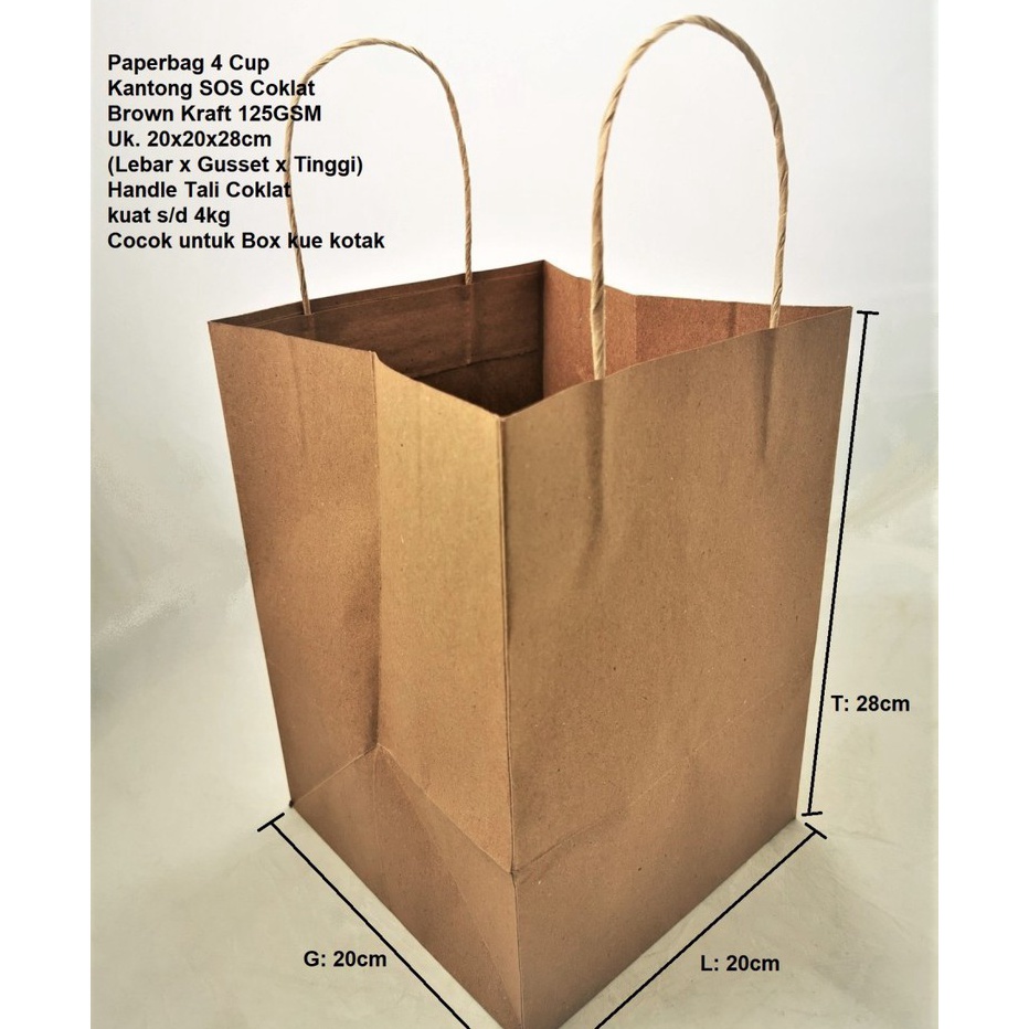 

KP8 1 Pcs Paperbag Coklat 4 Cup 2x2x28cm 125 gsm Tali kes