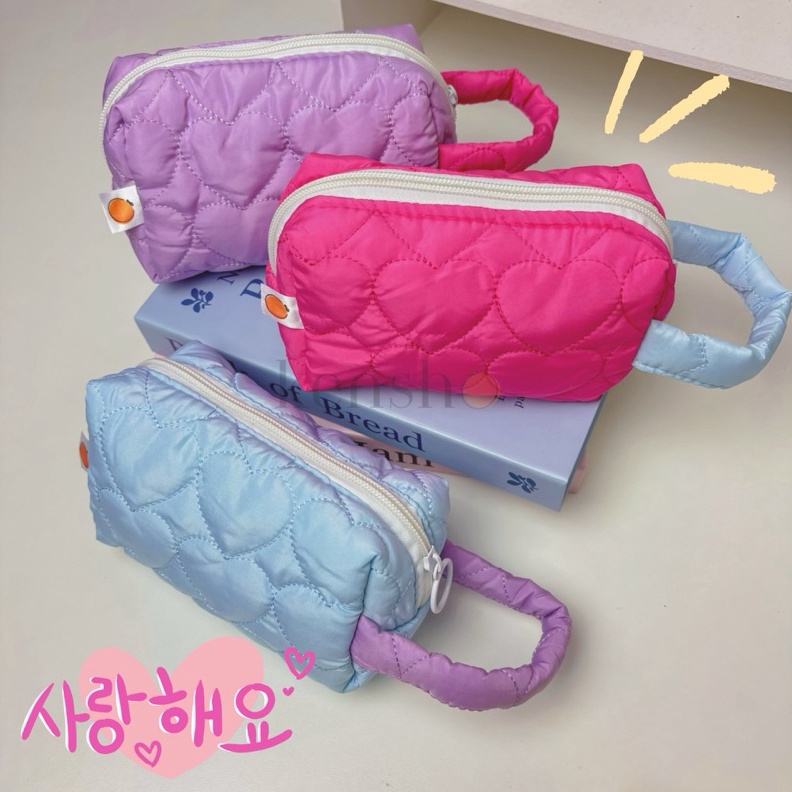 

KODE T22G KENSHO Kotak Pensil Sleting Motif Love Hati Handle Pastel Pouch Makeup Aesthetic Tas Aksesoris Wanita Lucu Import Zipper Hearts