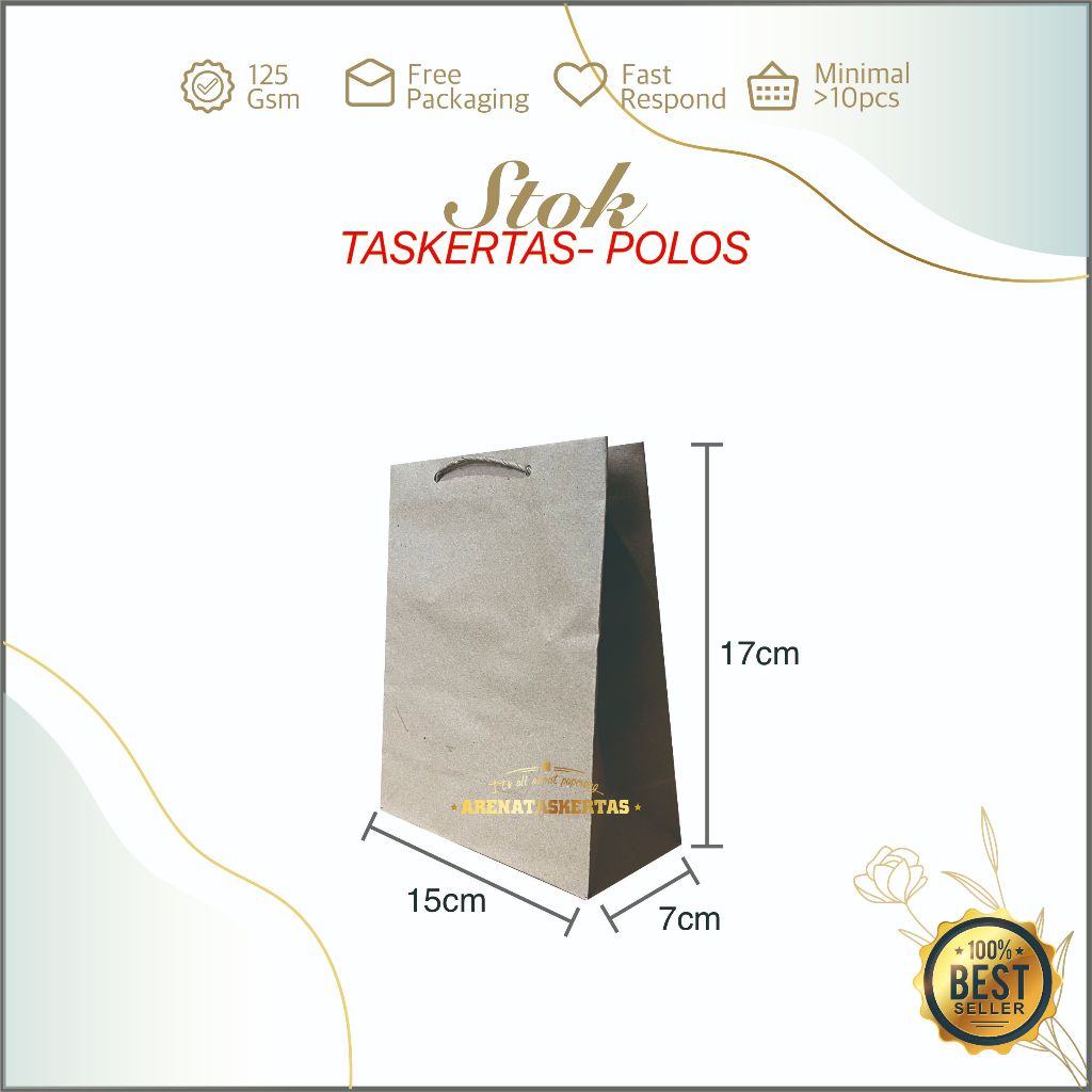 

Tas Kertas Paperbag Polos Goodiebag (TxPxL) 17x15x7 ECO