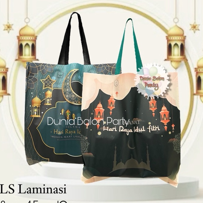 

Super ISI 12 Tas Souvenir Lebaran Goodie Bag Idul Fitri Tas Hampers Laminasi L