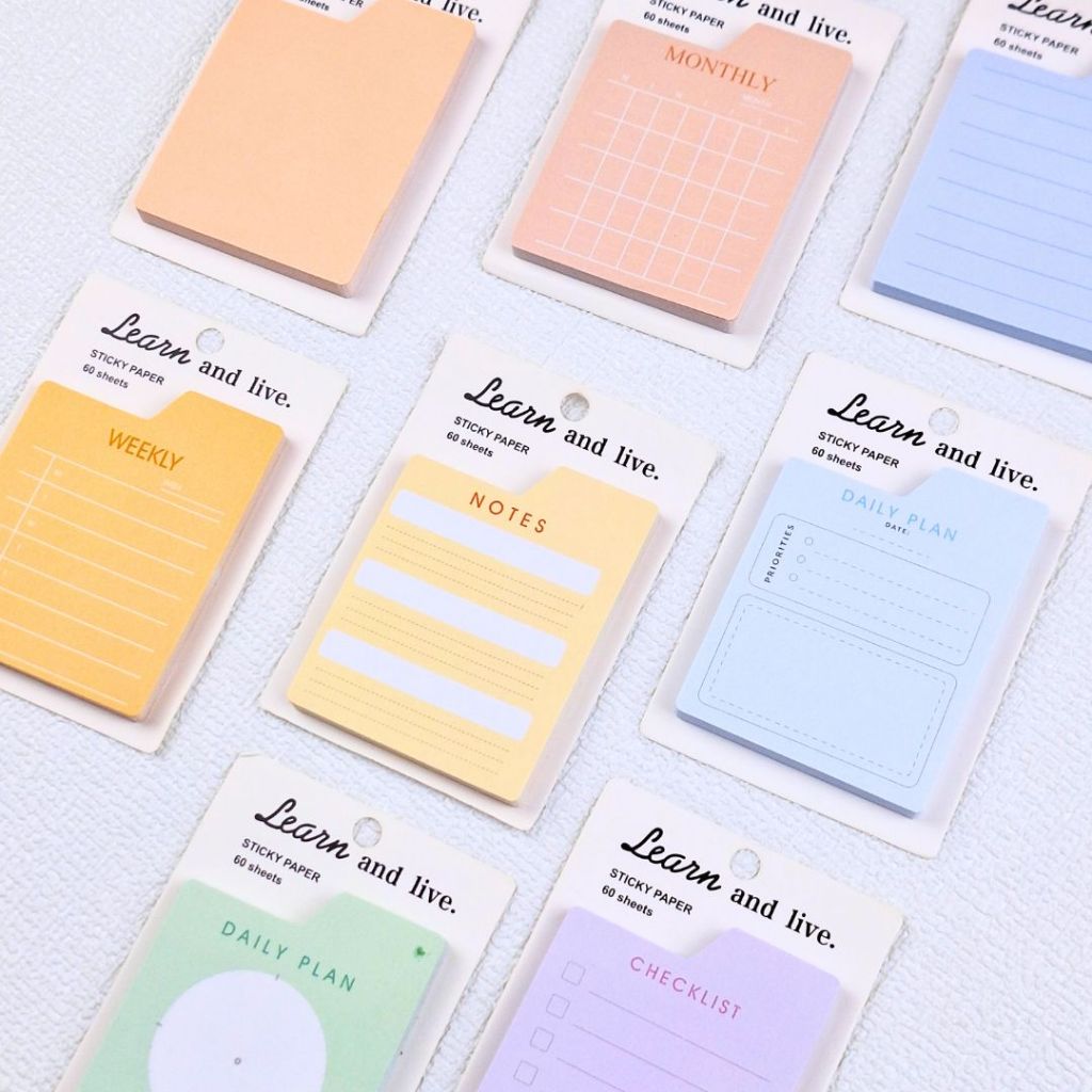 

LEARN AND LIVE STICKY NOTES PAPER colorfull daily weekly monthly planner