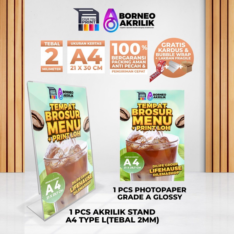 

Akrilik Stand A4 Type L + Print Poster 1 Pcs