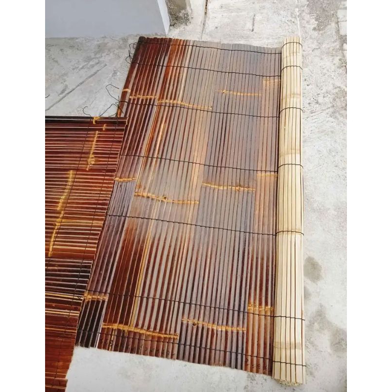 Tirai Kulitan Bambu Wulung Kerai Teras Gulung Outdoor ukuran 2m x 2m