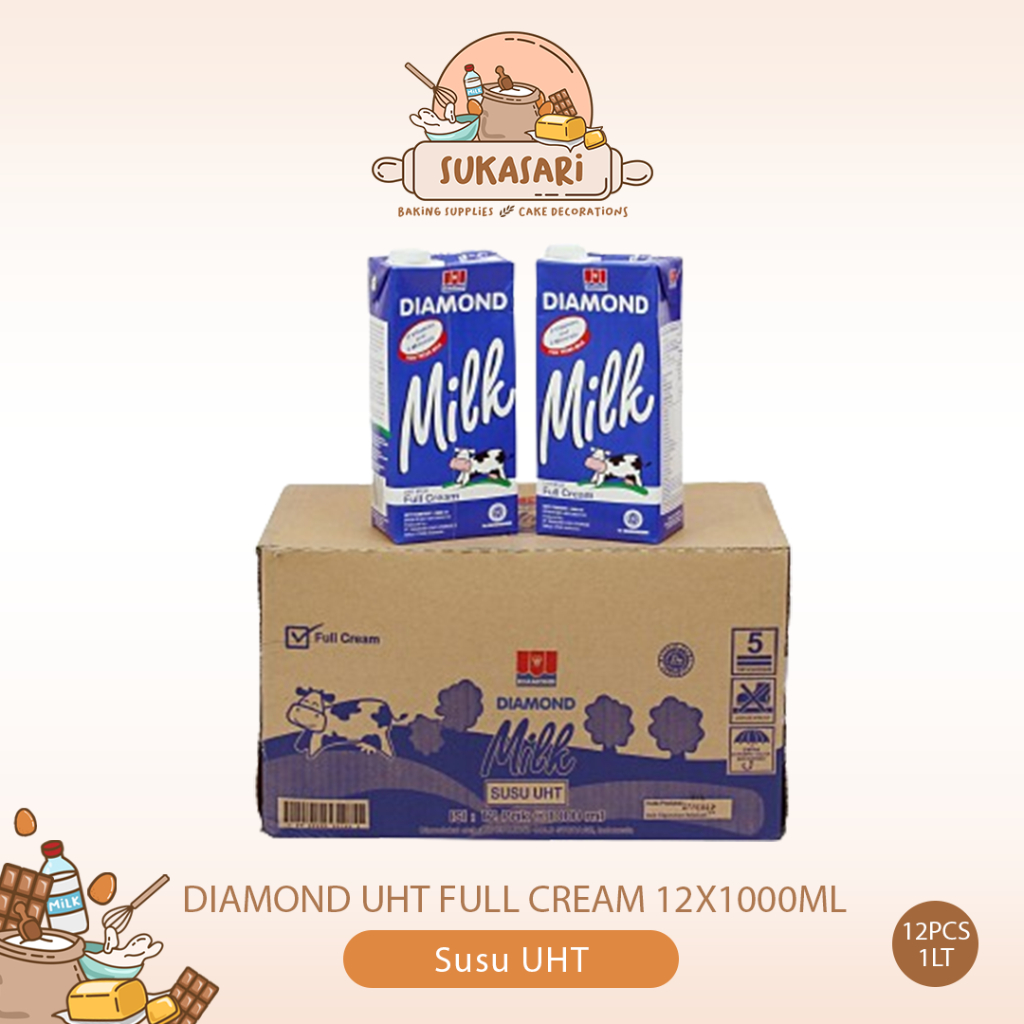 

GROSIR Susu Diamond UHT Original 12x1lt Plain 1 liter Dus