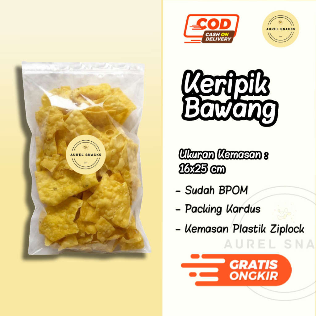 

Harga 3.000/5.000/10.000 Keripik Bawang Aurel Snacks / Keripik Pangsit Rasa Bawang / Snack Grosir Kiloan Murah Meriah / Cemilan Camilan Jadul / Makanan Ringan