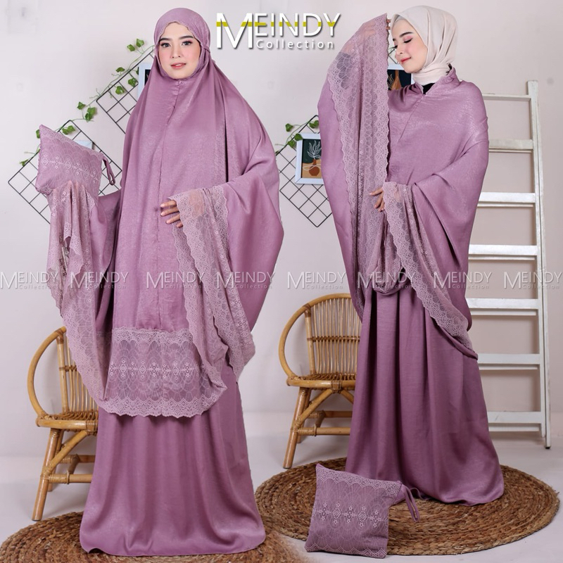 Mukena Santorini 2 in 1 Renda KD Silky Premium  Mukena Dewasa Santorini Renda KD Silky Premium  Muke