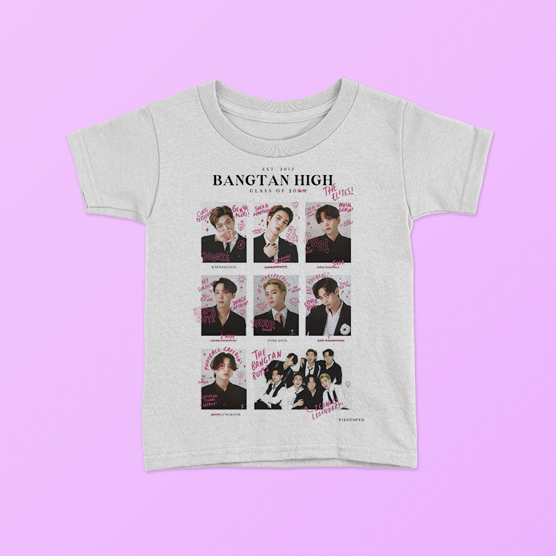 KAOS BAJU BANGTAN HIGH KPOP KOREAN KOREA BOYBAND | TSHIRT DISTRO BABY KIDS TEE / BAYI ANAK PUTIH LAK
