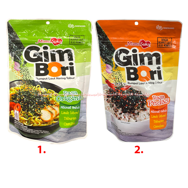 

Mamasuka Gim Bori 60gr Rumput Laut Kering Tabur Rasa Original Pedas