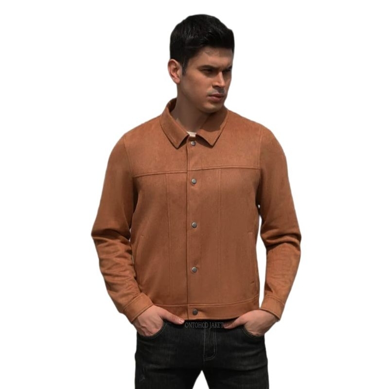 ONTOHOD Jaket Boxy Bahan Suede Old Money Style