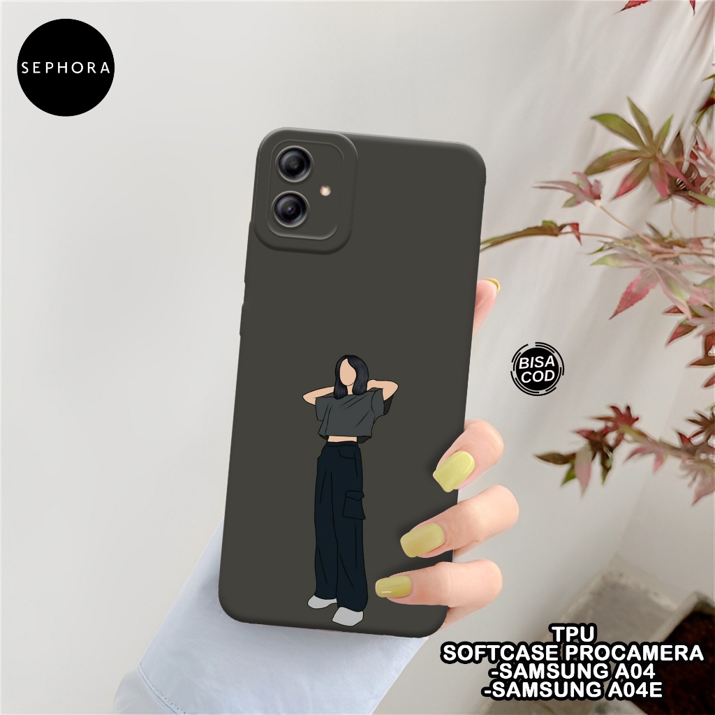 SEPHORA Case Samsung A04 / A04E - Fashion Case Wanita - Softcase Samsung A04 / A04E - Case Pro Camer