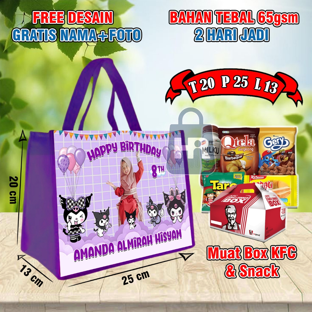

Tas ultah Muat KFC-Goodie bag KFC-Tas Ulang Tahun Anak Custom Nama dan Foto-Tas Ultah Free Desain