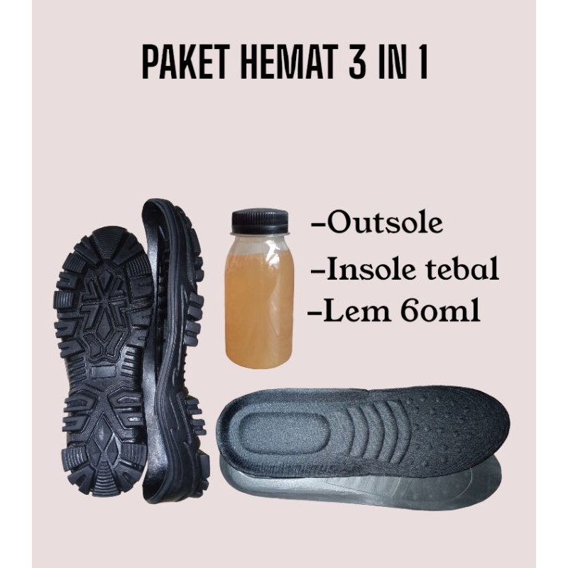 Outsole karet sepatu alas sepatu pdl king cheetah booth gunung paket bundling outsole insole dan lem
