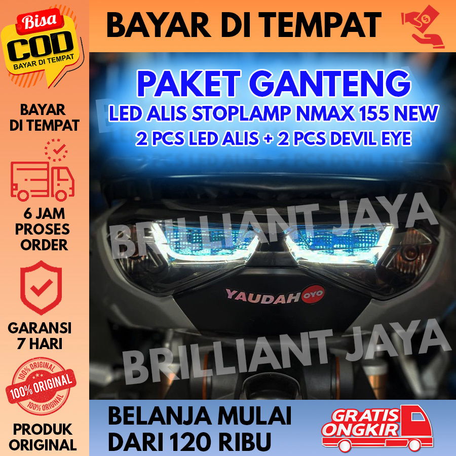 LAMPU ALIS STOPLAMP LAMPU BELAKANG ALL NEW NMAX 155 BONUS DEVIL EYE TIDAK BERBINTIK MURAH 2PCS LED +