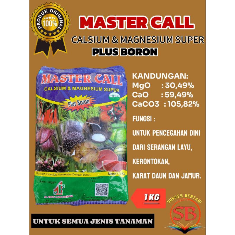 MASTER CALL BIRU Calsium & magnesium super plus boron UNTUK MELINDUNGI TANAH DARI BUSUK AKAR - 1KG