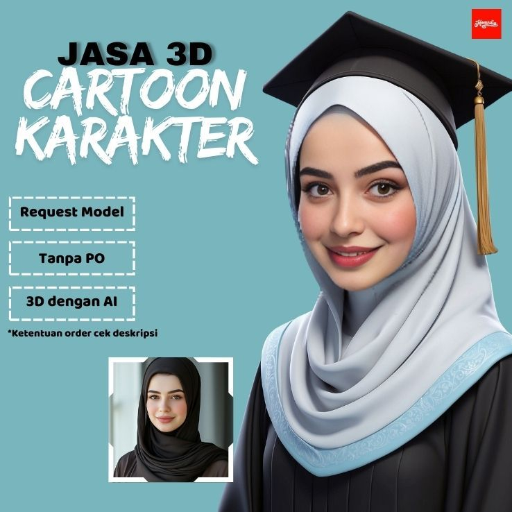 Edit Foto jadi karikatur 3D dengan AI Jasa Edit/Desain Foto ke AI  Kartun 3D Jasa Buat/Edit Karakter