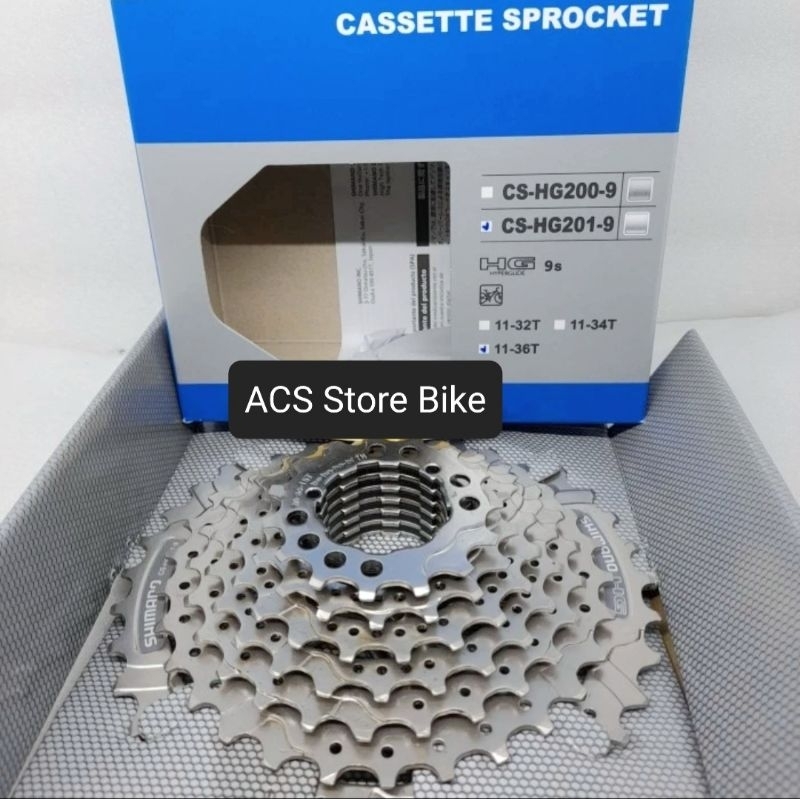 SPROCKET SHIMANO HG 201 HG201 9 SPEED 36T MODEL CASSETE SLOP FREWHEEL GIR BELAKANG SEPEDA GUNUNG MTB