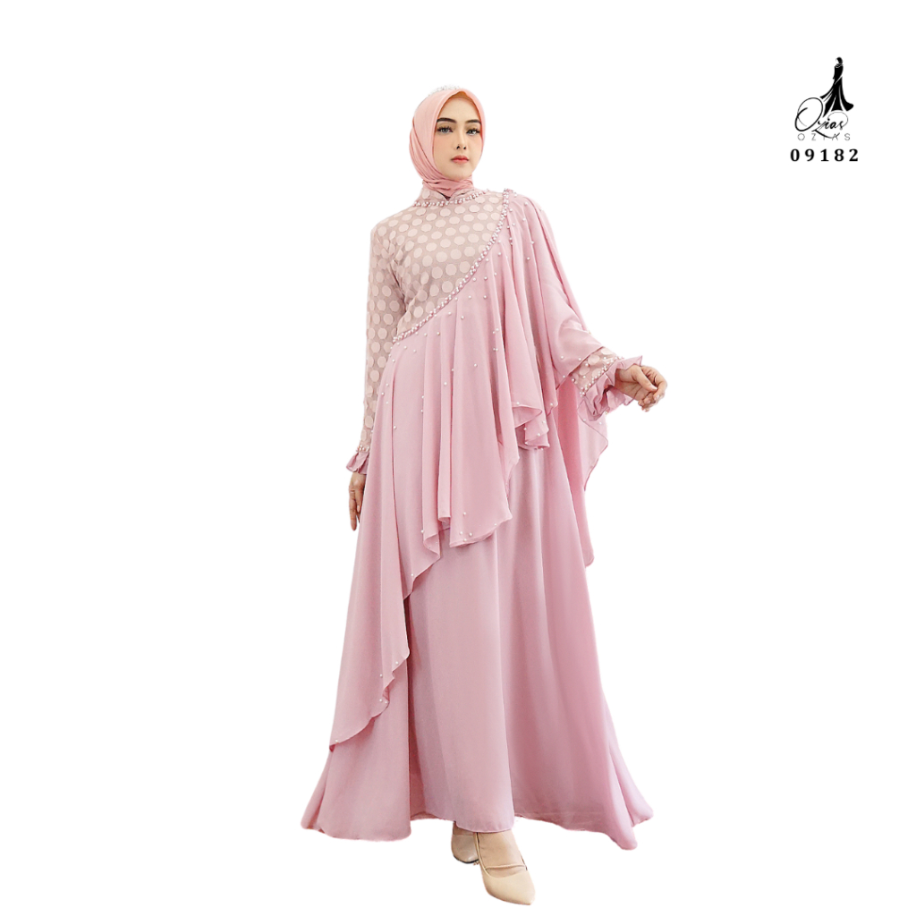 Ozias - Gamis Ceruty Polka 10 in 1 09182 LD 105 I Gamis Cantik Wanita I Gamis Muslimah