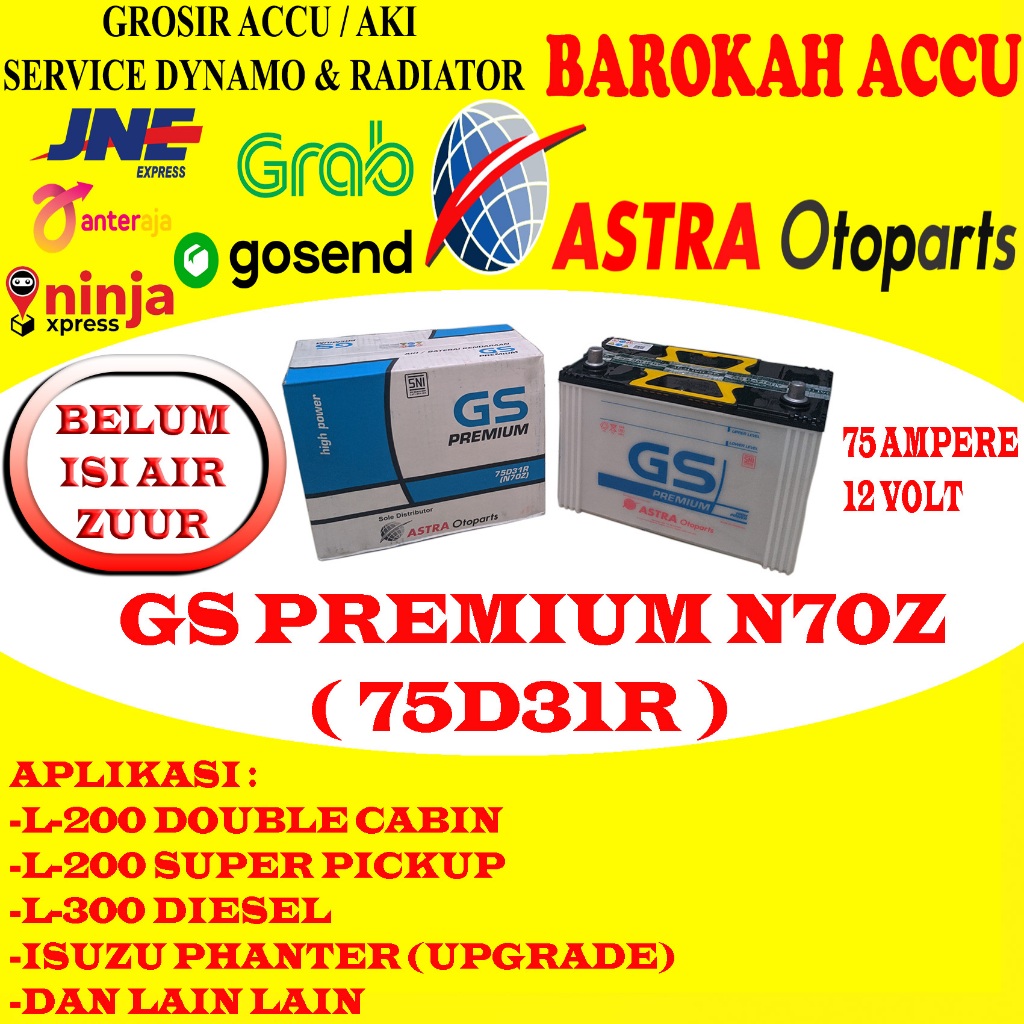 AKI GS PREMIUM N70Z / 75D31R , 75 AMPERE ASTRA OTOPARTS