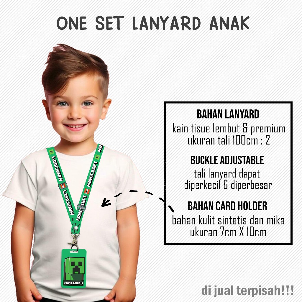 

[LANYARD ANAK] STRAP CARD HOLDER Minecraft Gantungan Kunci, Handphone, ID Card