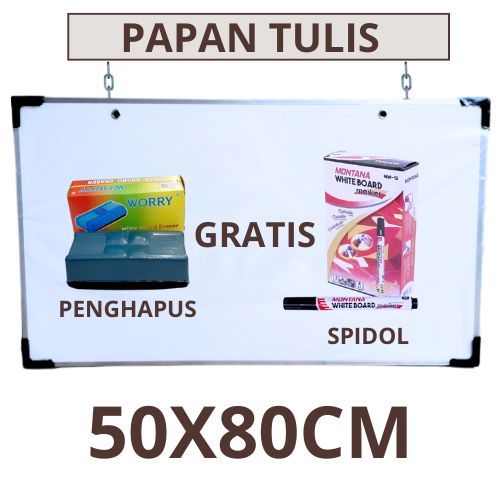 

Promo Papan tulis whiteboard 2 sisi (hitam & putih) 50cm x 80cm gratis spidol dan penghapus