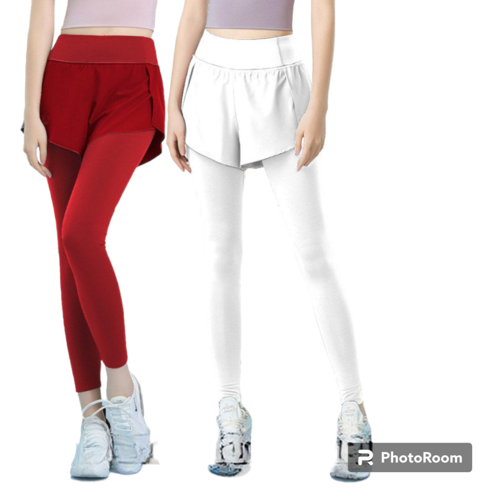 CELANA HOTPANT LEGGING MERAH PUTIH HITAM CELANA SENAM WANITA DANCE AEROBIK YOGGA