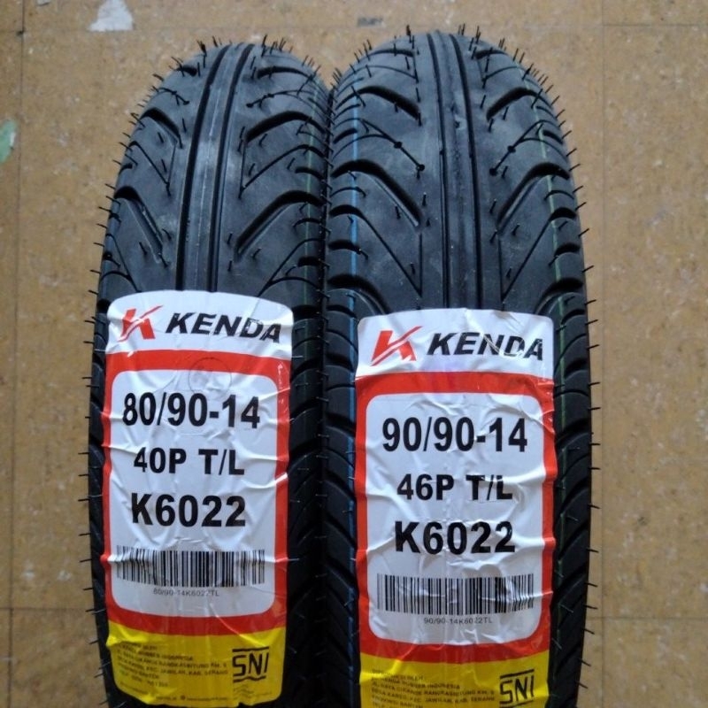 PAKET 80/90-14 & 90/90-14 SEPASANG BAN LUAR KENDA K6022 ORIGINAL TUBELESS/TUBETYPE SET DEPAN BELAKAN