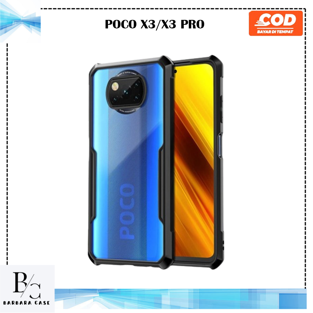 CASE XIAOMI POCO X3 X3 PRO SHOCKPROOF ARMOR COVER HARD SLIM BLACK FUSION CRACK MEWAH CASE