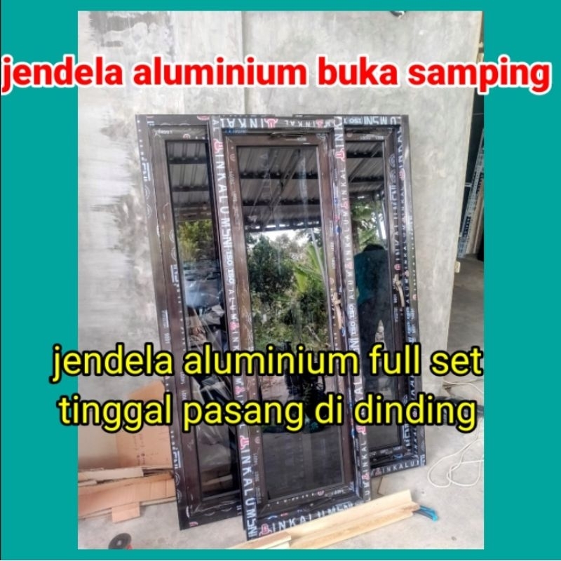 L30xL150 jendela alumunium casement full set komplit tinggal pasang di dinding