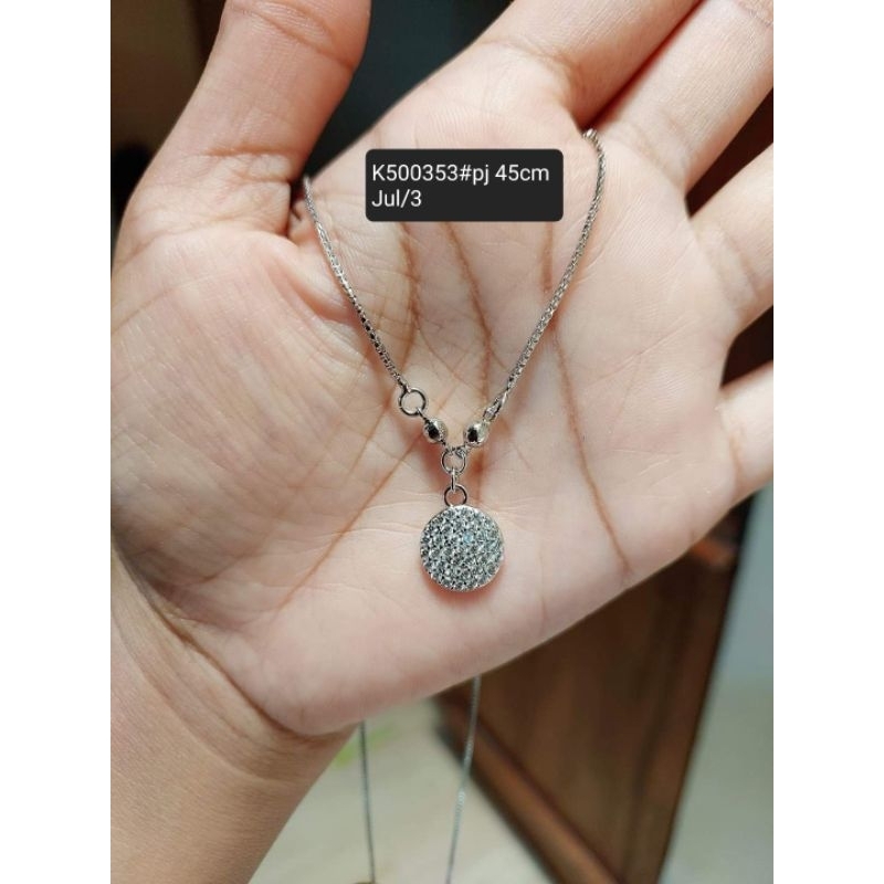 Kalung silver liontin bulat mata