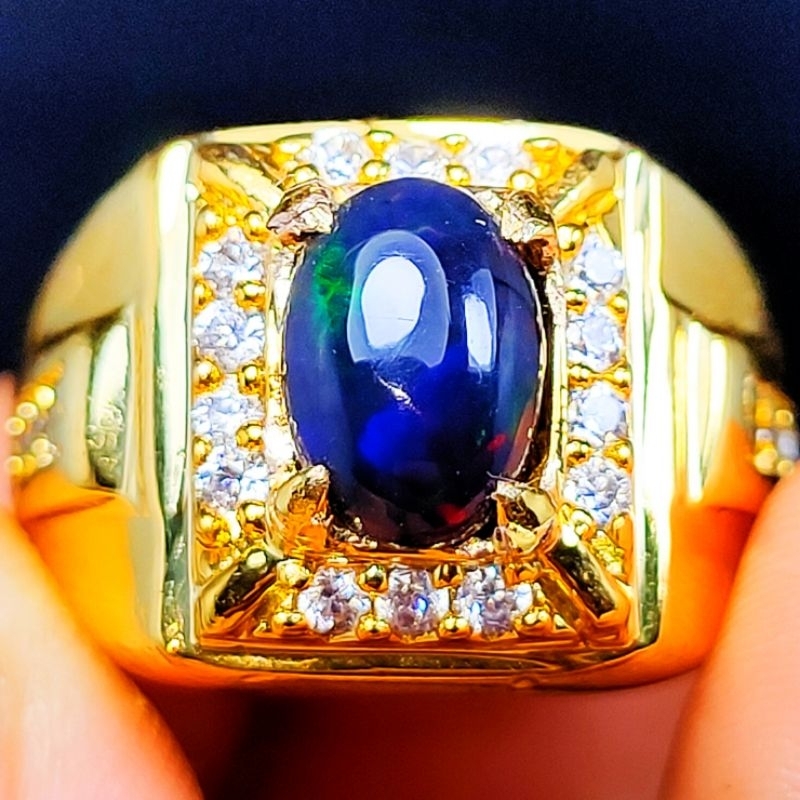 COD BAYAR DITEMPAT BATU CINCIN PERMATA AKIK KALIMAYA BLACK OPAL ASLI NATURAL