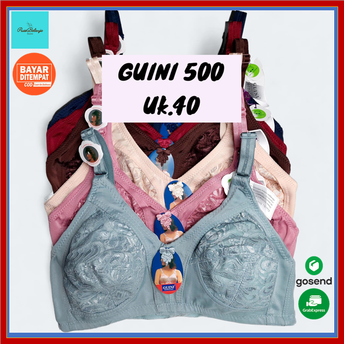 BH BRA Brukat GUINI 500 Uk 40 Cup B Besar Tanpa Kawat Tanpa Busa Kait 3 BRA JUMBO