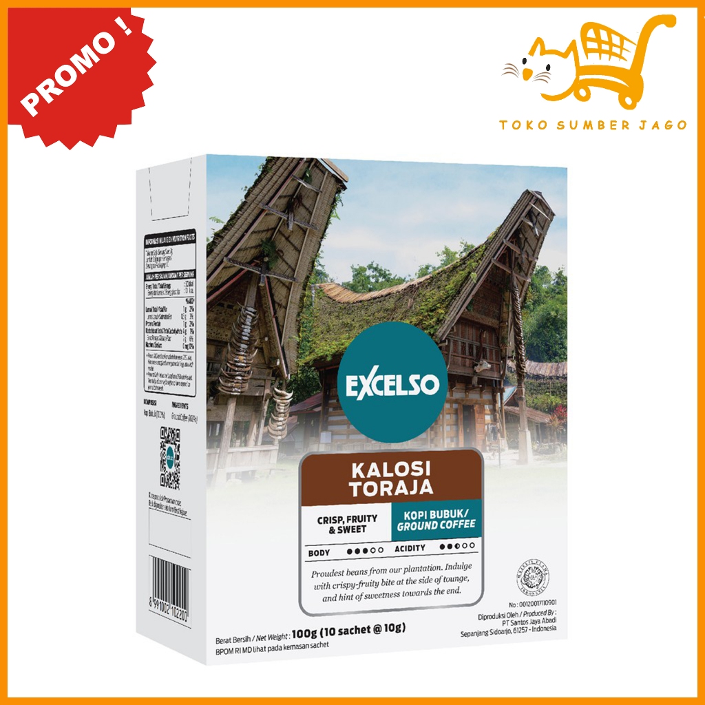 

Excelso KALOSI TORAJA Kopi Bubuk 10 Sachets x 10gr ORIGINAL