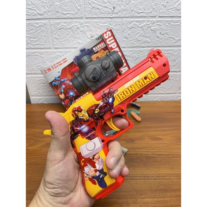 057 Mainan water gel Pistol + Soft elastic Bullet, Mainan Anak Anak Senjata Mainan Peluru Gel + Pelu