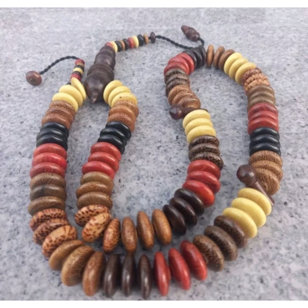 Tasbih kombinasi 11 kayu 16mm bentuk pipih tasbih kelor hitam Cendana liwung galih asem stigi