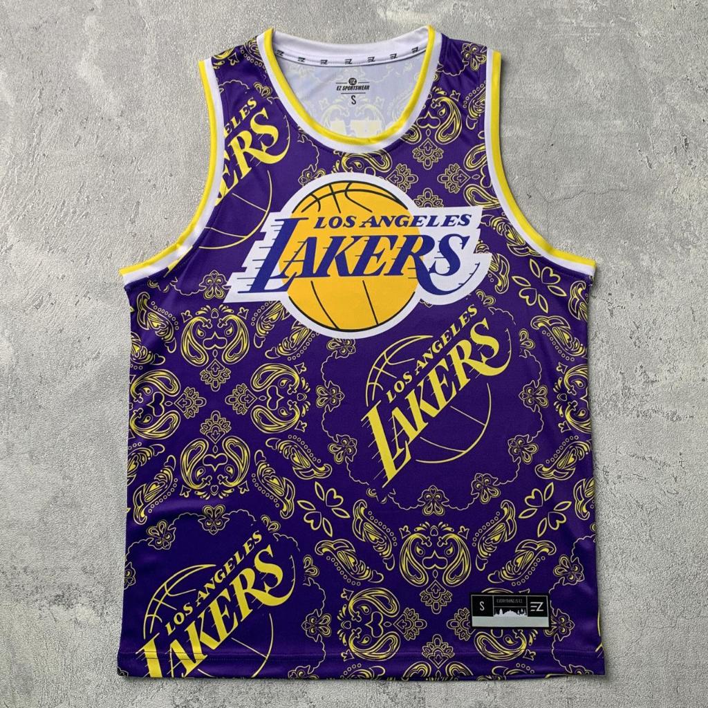 Jersey Kobe Bryant La Lakers #24 PATTERN UNGU Swingman Bola Basket NBA Baju Kaos