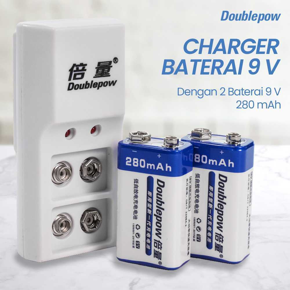 Charger Batu Baterai Kotak 9V 2 Slot Cas Batrai Batre Rechargeable