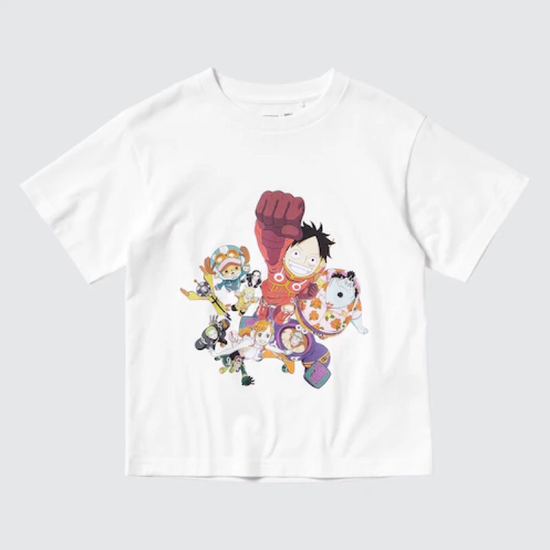 UNIQLO Kids Unisex UT T-Shirt Kaos Grafis One Piece 25th Anak Laki Perempuan White