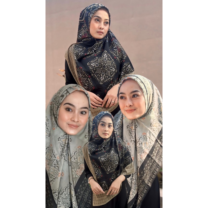 Hijab segiempat syari motif/kerudung segiempat syari motif/jilbab segiempat motif syari/hijab voal p
