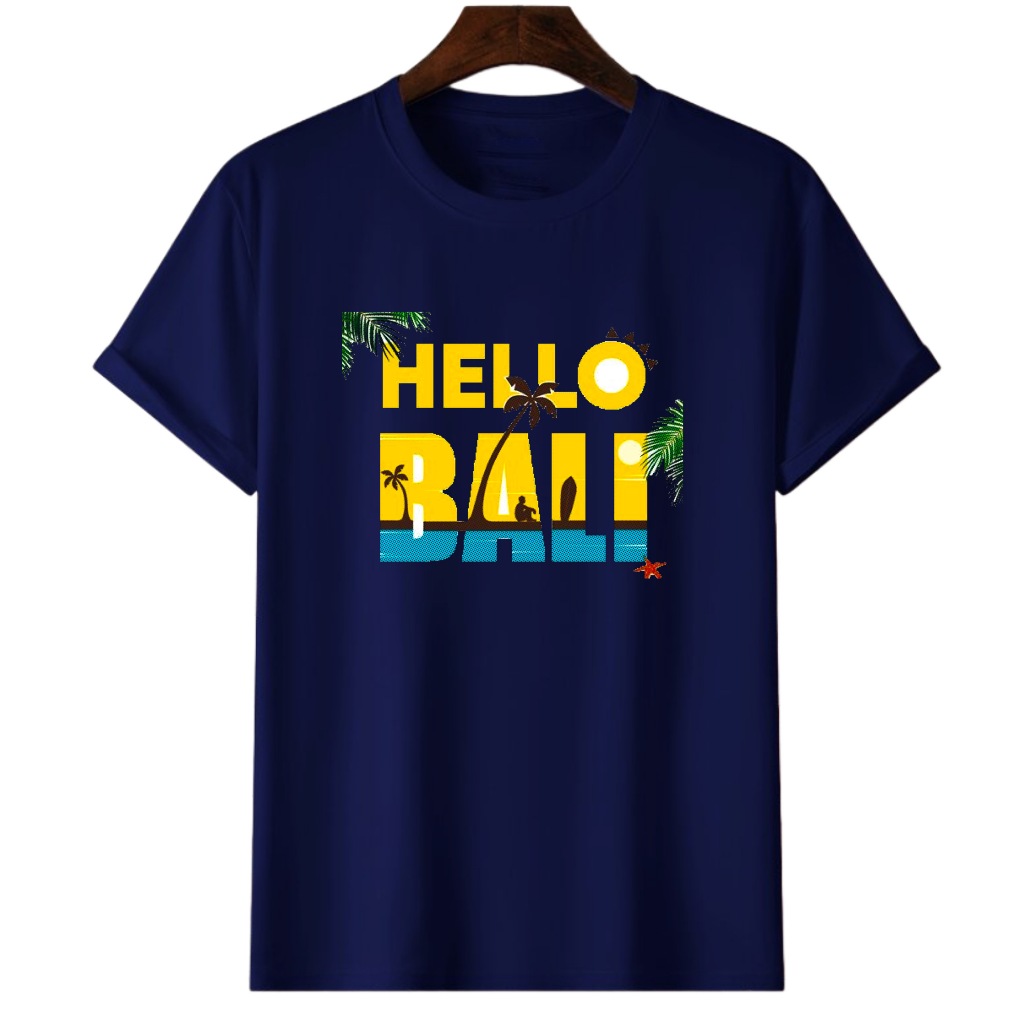 Tshirt HELLO BALI kaos atasan oblong dewasa pria wanita ukuran M L XL