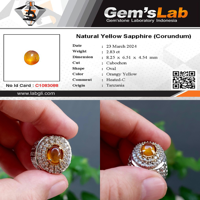 Natural Yellow Sapphire 2,83 Carat Tanzania