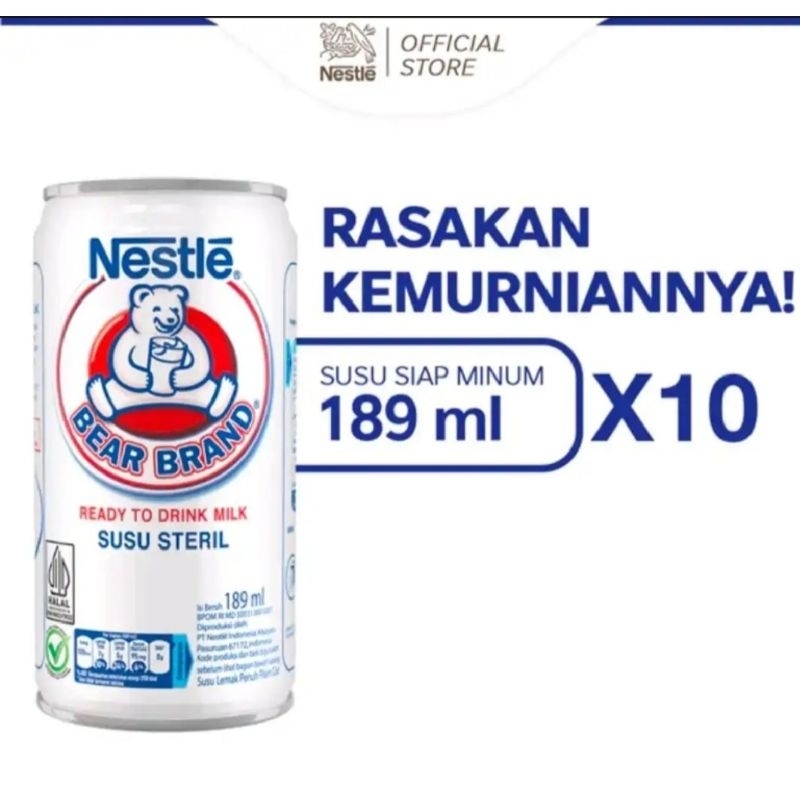 

NESTLE BEAR BRAND Susu Sapi Steril Siap Minum 189ml 10 Pcs