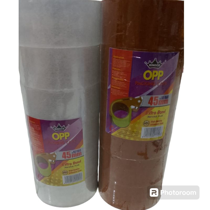 

Lakban bening dan coklat ukuran 45mmx80 yard perslop isi 6