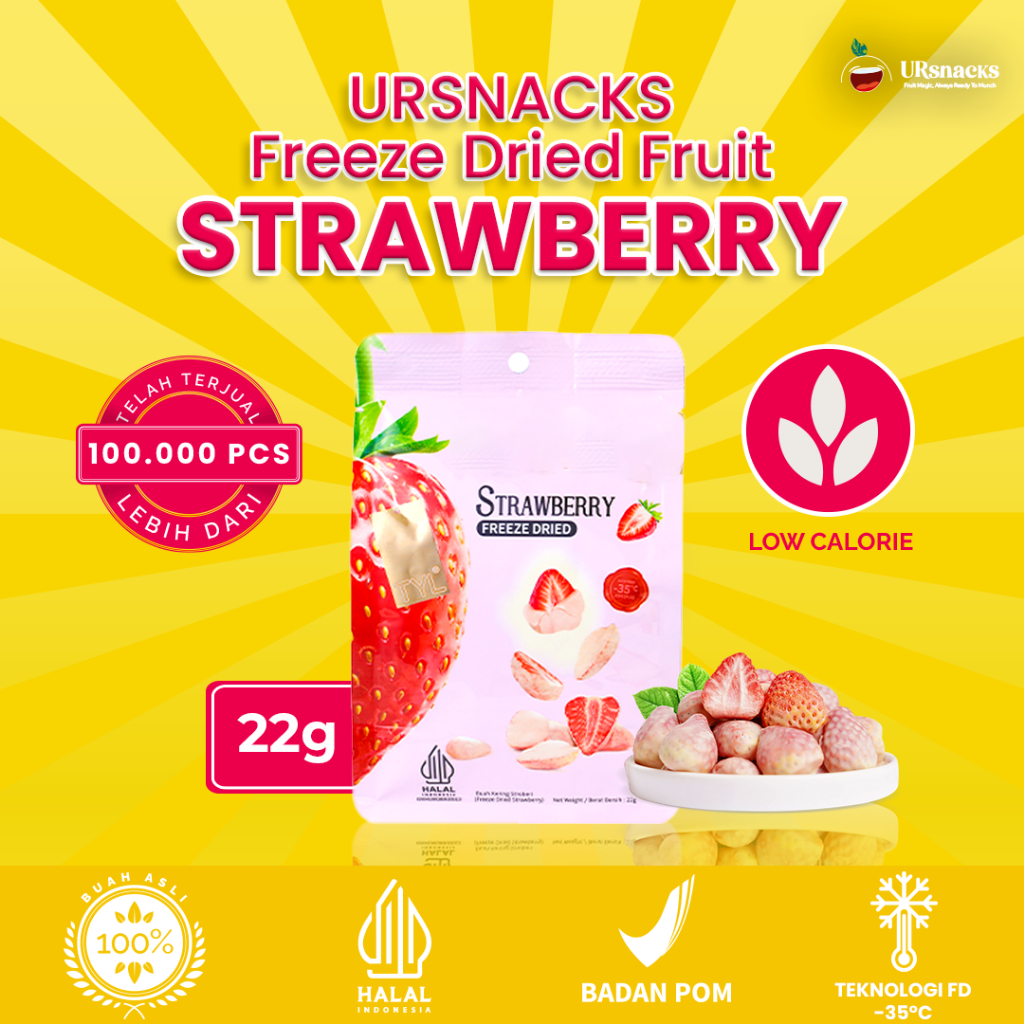 

URSNACKS Freeze Dried Strawberry - Snack Keripik Buah Stroberi HALAL