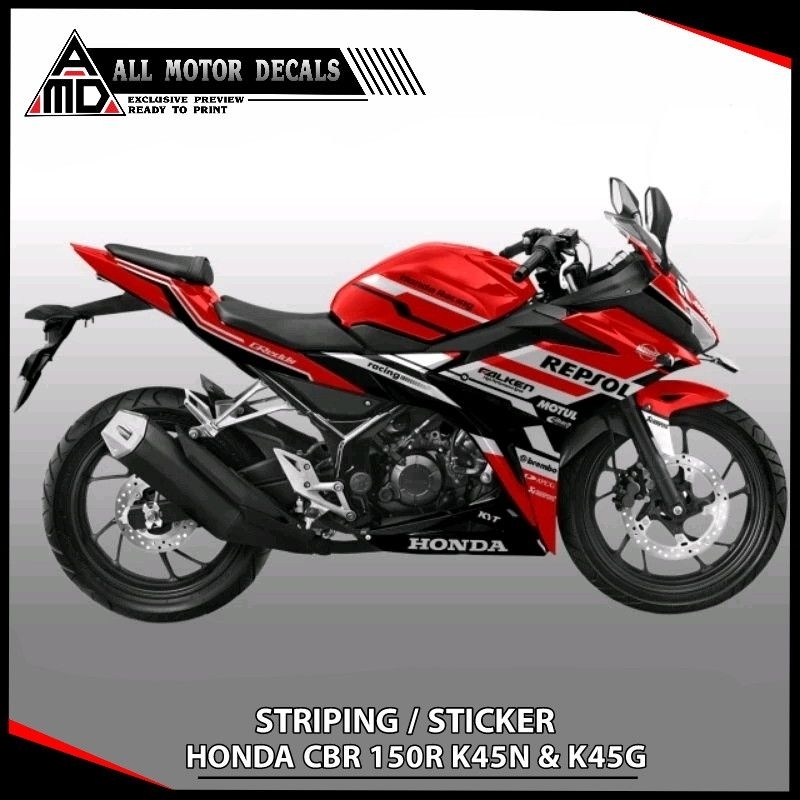 Stiker Honda Cbr 150R Facelift K45G & K45N / Striping Motor Cbr 150 r Facelift Livery Honda Repsol /