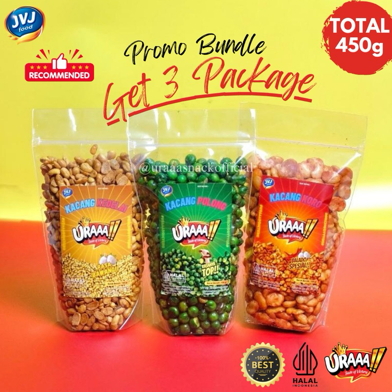 

BUNDLE GET 3 PACKAGES 150 GRAM URAAA!! KACANG KORO, KACANG POLONG, KACANG KEDELAI, KACANG MIX