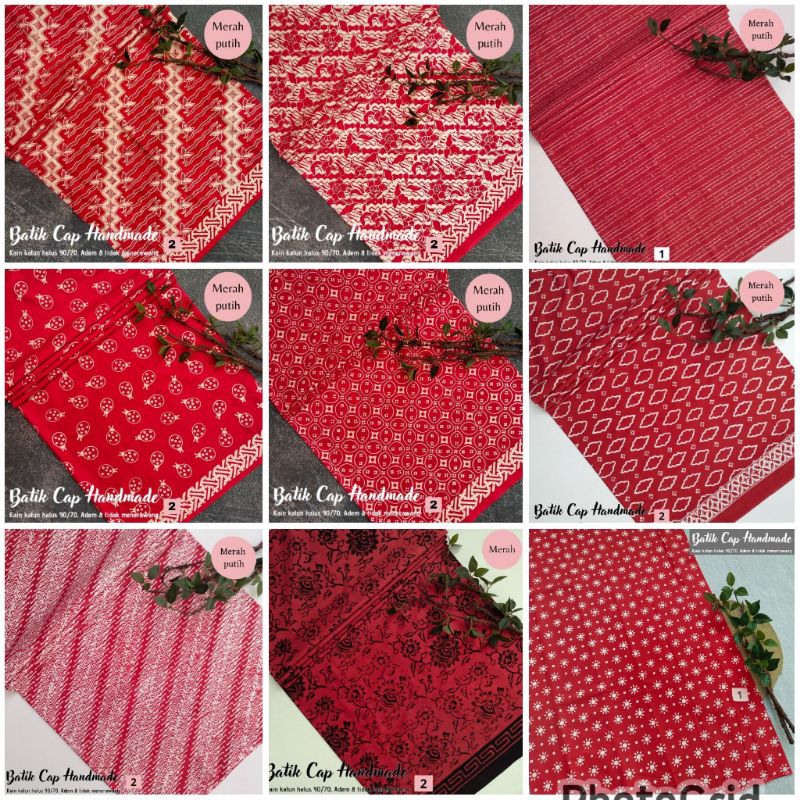 KAIN BATIK CAP KATUN PREMIUM KAIN BATIK MERAH PUTIH BATIK CAP MERAH