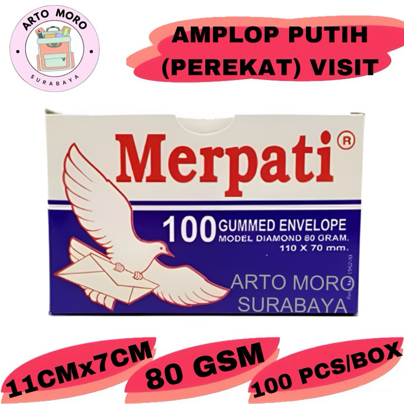 

AMPLOP PUTIH PEREKAT VISIT MINI (1 PAK) MERPATI READY STOCK SURABAYA