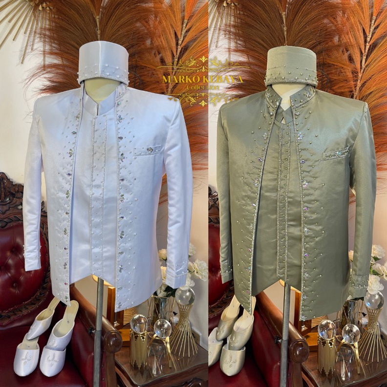 KODE A86Q Beskap pengantin  Beskap pengantin pria  Beskap pengantin putih  Beskap pengantin premium 